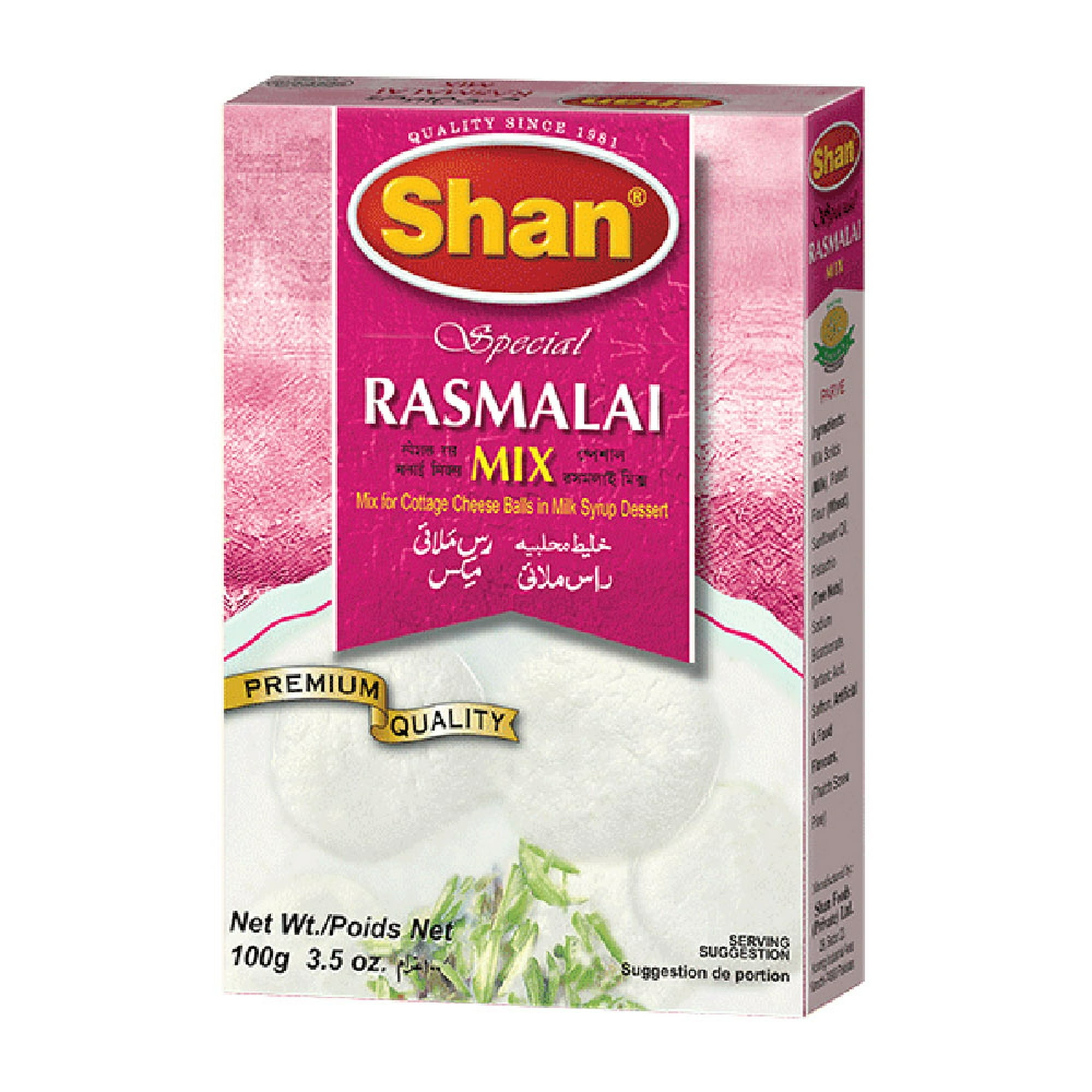 Shan Rasmalai Mix Recipe 100g Seasoning Powder Milk Based Dessert Experience Walmart Canada