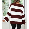thumbnail image 2 of YOGAFOX Women Oversized Color Block Long Sleeve Pullover Sweater Wine XL, 2 of 5