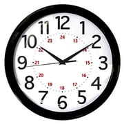 Realspace® Round 24-Hour Wall Clock, 12, Black