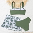 thumbnail image 4 of 3 Piece Girls Swimsuit Tropical Print Bathing Suit with Cover Up Skirt Ruffled Tankini Top with Adjustable Strap, Kids Girls Swimwear for Pool Beach Summer, 4 of 6