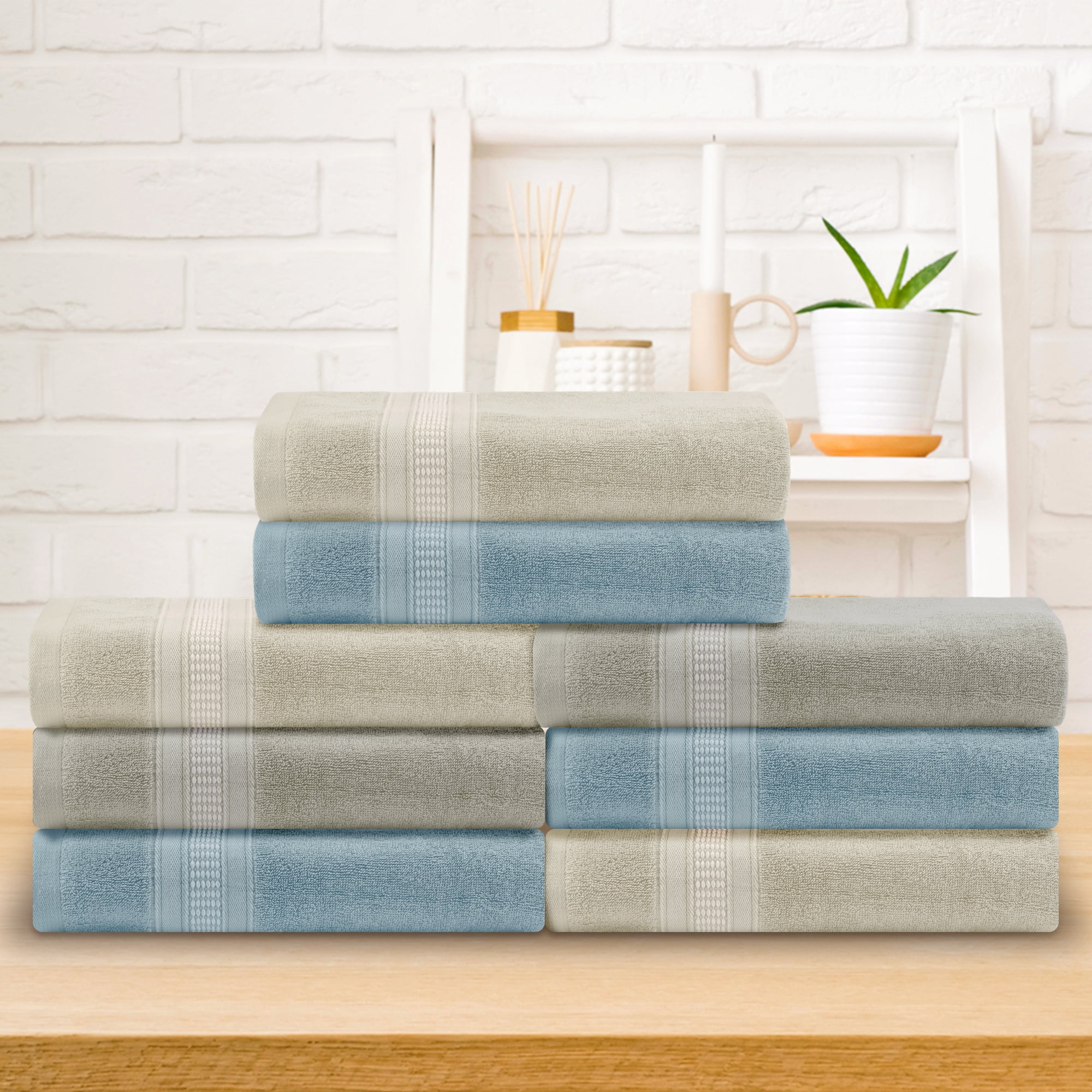 Unique Bargains 100% Cotton 2 Pack Solid Bath Towels Quick Dry and Absorbent Blue