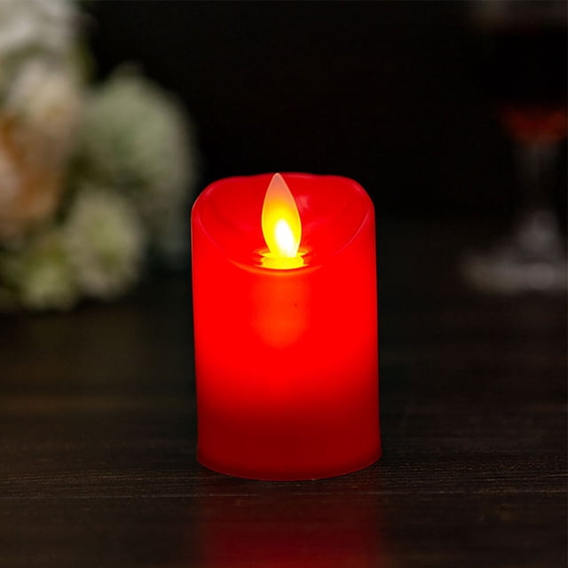 Ruiboury Candle Light Electric Plastic Tea Light Flameless LED Decoration Candle Lamp, Smooth Surface, Red
