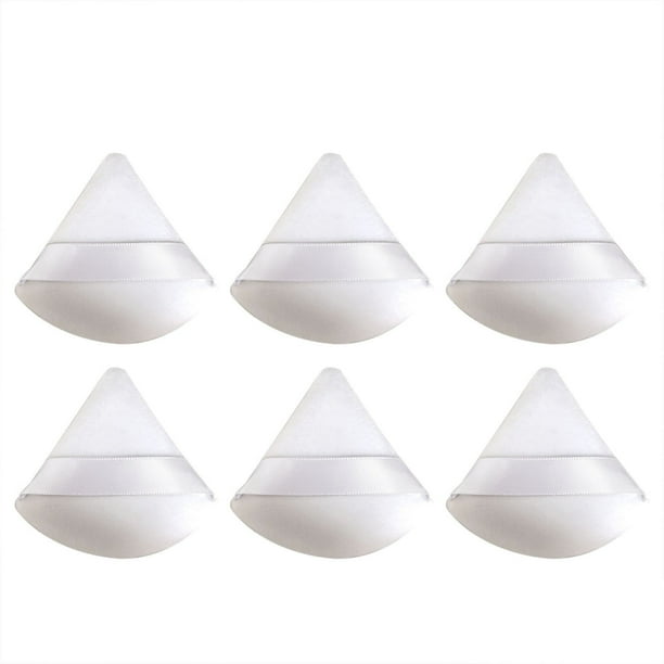 Set de polvera triangular - Algodón puro, lavable, para polvos faciales/base, esquinas de fácil acceso