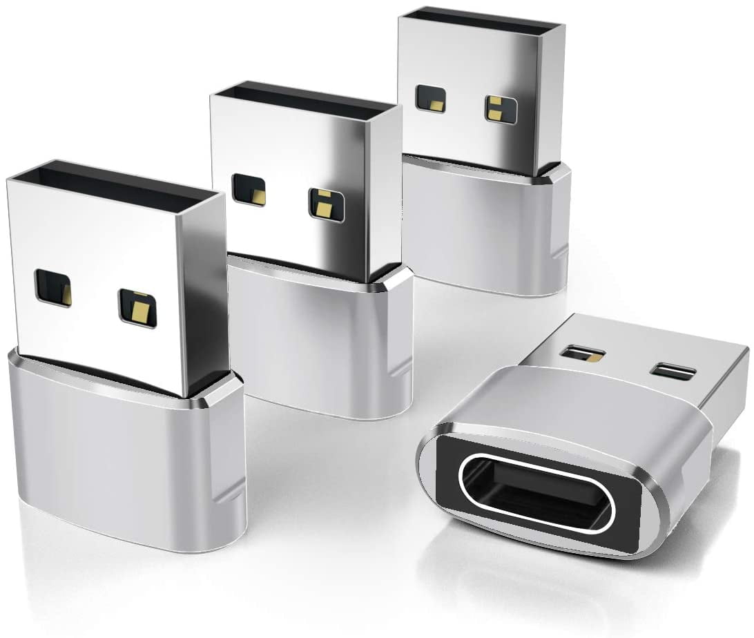 Type C to USB A Connector Keychain Compatible with Chargers Laptops Power Banks USB C Female to USB 3.0 Male Adapter 4 Pack 