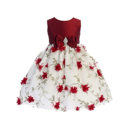 Crayon Kids Crayon Kids Little Girls Red White Flower Brooch Bow