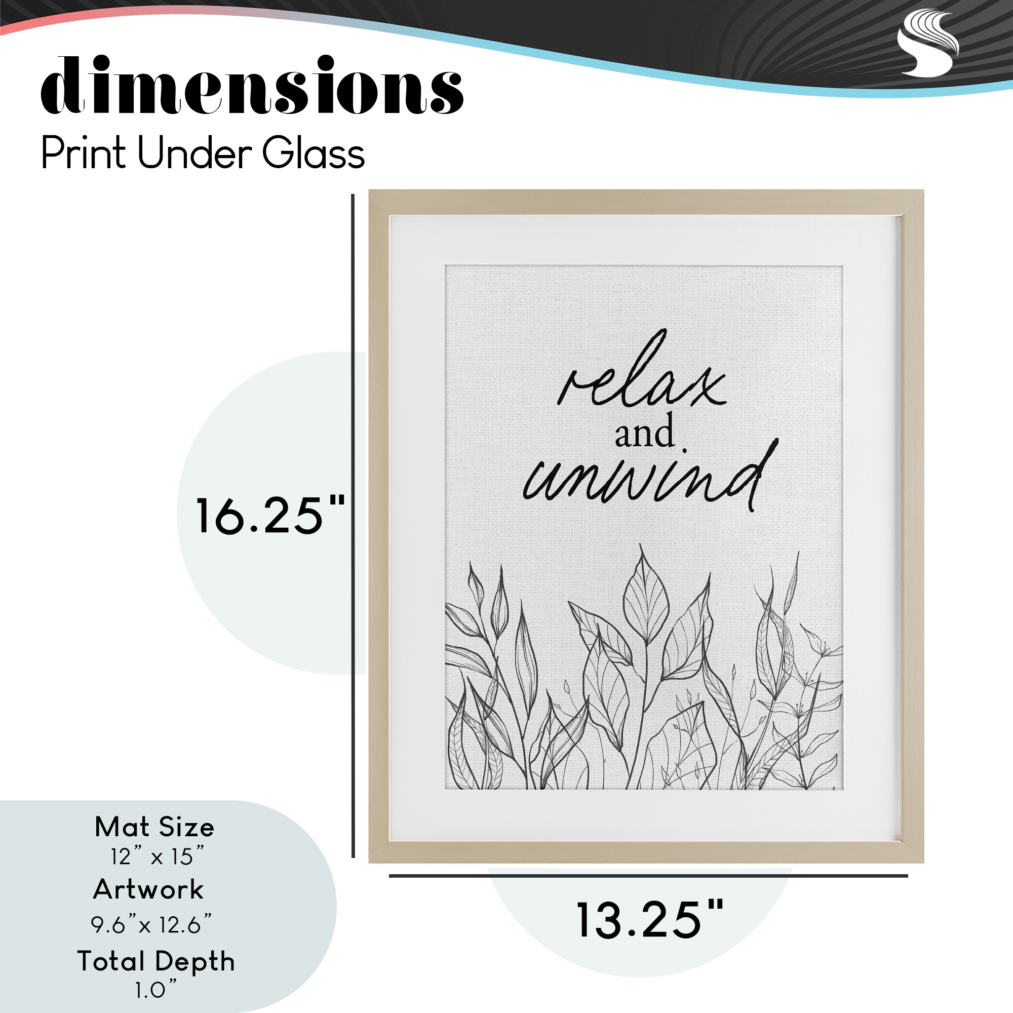 Relax Unwind Minimalist Leaves Birch Framed Print Under Glass, design by Lettered and Lined