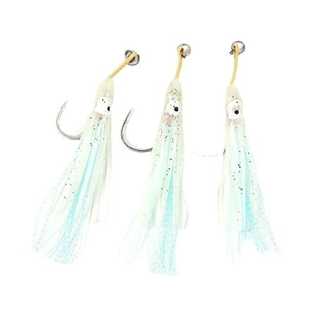 3Pcs Luminous Octopus Baits Fishing Hooks Flexible High Simulation Barbed Soft PVC Squid Skirt Jigging Hooks Sea Fishing