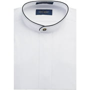 Neil Allyn Mens Dress Shirt Banded Collar with Black Piping