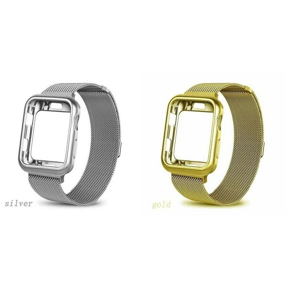 BRADCET 1/2Pack Magnetic Metal Band and Case for Apple Watch Bands 38mm 42mm 40mm 44mm Soft TPU Bumper Cover Protector with Stainless Steel Mesh Strap Milanese Loop for iWatch Series SE 6 5 4 3 2 1
