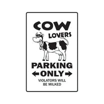 SignMission Z-A-Cow Lovers Cow Lovers Parking Aluminum Sign for Dairy Farmer Farm Milk Collectable