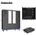 thumbnail image 2 of Blotout 70" Armoire Wardrobe Closet with Mirror & LED Lights, 4 Door Wardrobe Armoire with 2 Large Drawers, LED Wood Armoire Storage with Hanging Rods and Multi-Layer Shelves(Black), 2 of 8