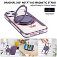 thumbnail image 6 of For iPhone 15 Plus / 14 Plus Wallet Cell Cover, RFID Blocking, PU Leather,Compatible With MagSafe , With Flip Card Holder, Ultra Thin Electroplated Rotating Bracket Magneti Protective Cover,Purple, 6 of 6