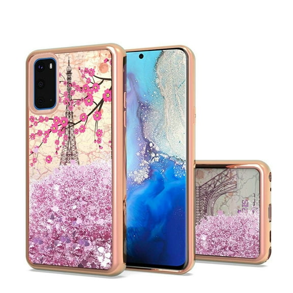 GSA Liquid Glitter Paris Eiffel Tower Case for Samsung Galaxy S20 (6.2")Pink