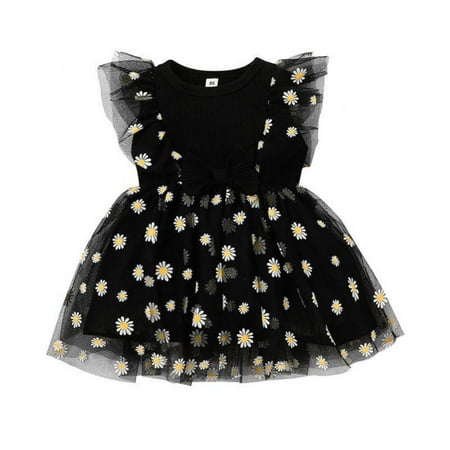 

1-5 T Girls Dresses Small Daisy Mesh Toddler Birthday Party Dresses 2-3 Years Old