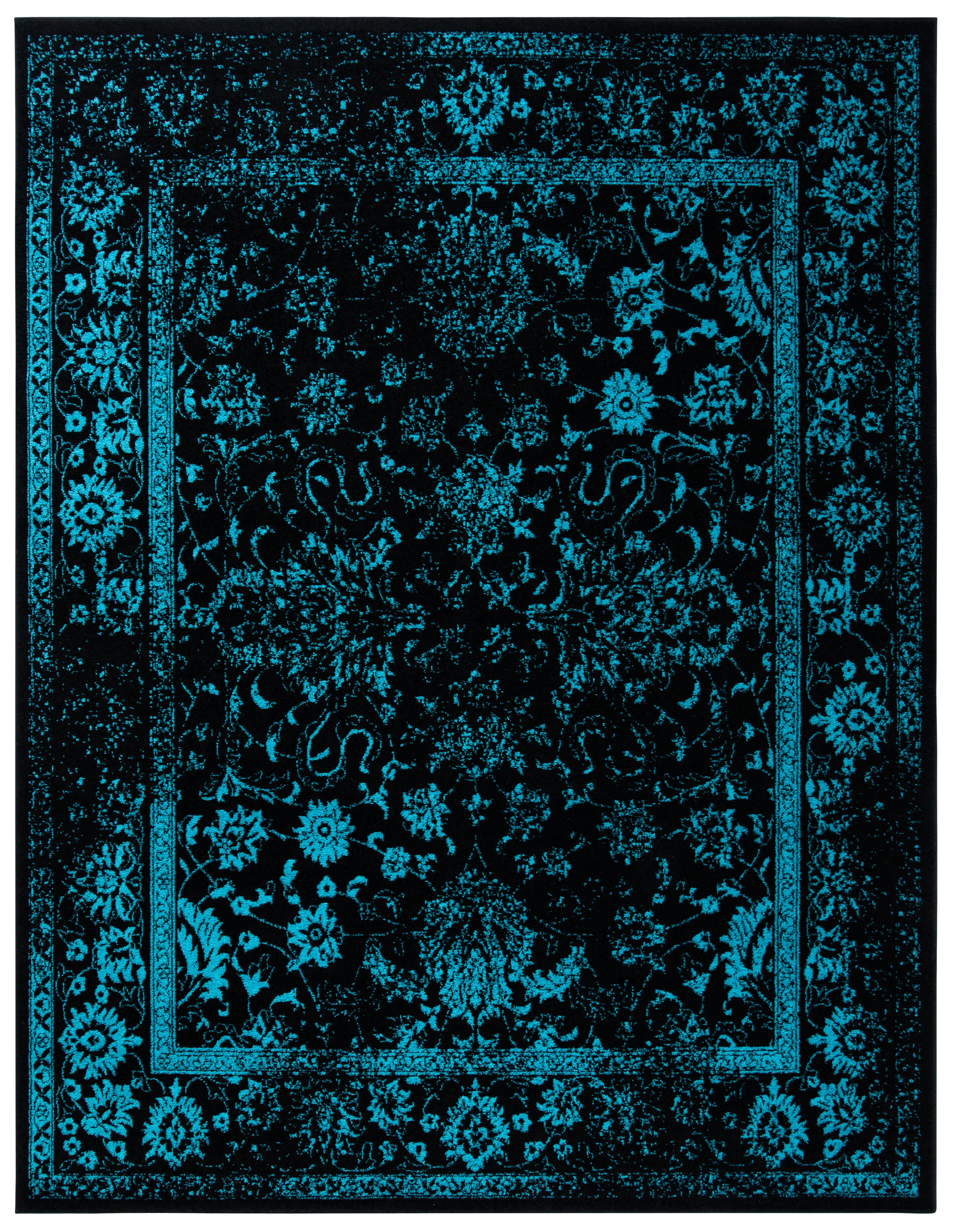 SAFAVIEH Adirondack Wyatt Traditional Distressed Area Rug, Black/Teal, 11' x 15' - X-Large - Transitional Modern Design, Black & Teal, Ideal for Living Room, Bedroom, Dining Space