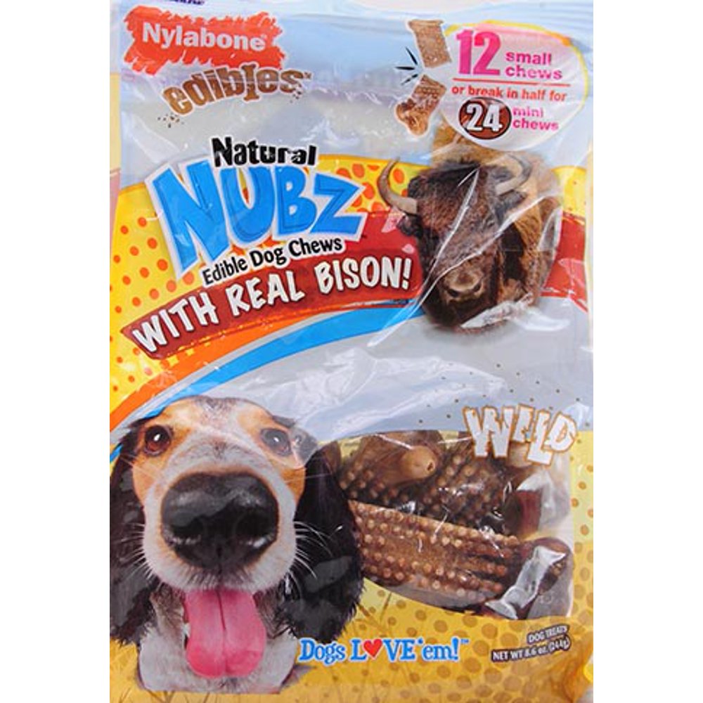 Nylabone Natural Nubz Wild Bison Dog Chews, Small,12 Count Walmart