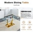thumbnail image 3 of Glass Dining Table Set for 6, Sudica 63"Rectangular Dining Room Table and Leather Dining Chairs Set with Chrome Gold Legs, Light Gray, 3 of 7