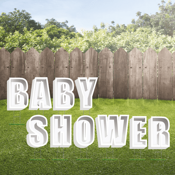 BABY SHOWER 24" White Tall Elegant Shadow Box Yard Letters Yard Signs Photo Prop Yard Sign