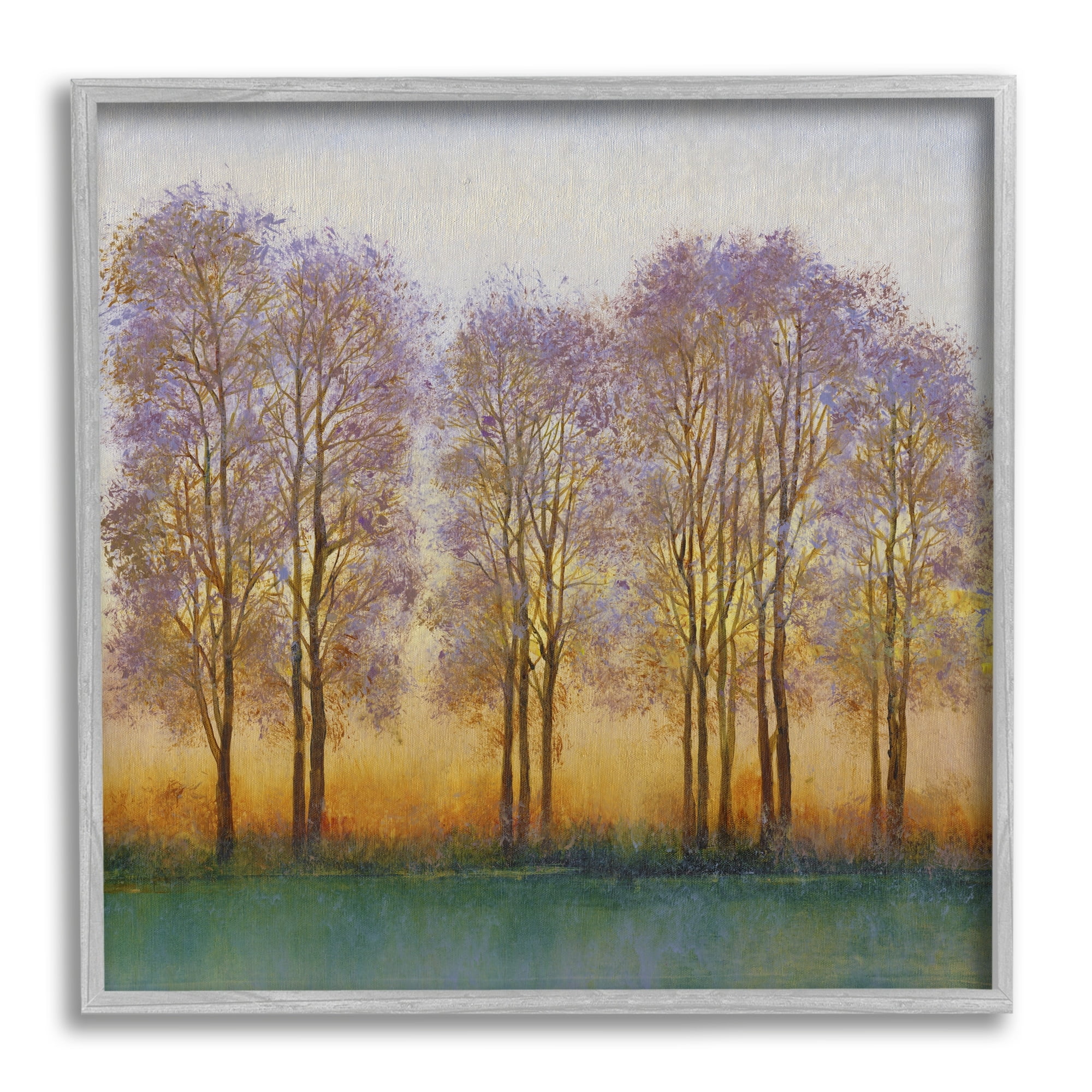 Stupell Industries Warm Sunset Sky Trees Silhouettes Nature Scene Painting Gray Framed Art Print Wall Art, Design by Tim OToole