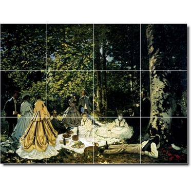 Ceramic Tile Mural-Claude Monet Women Painting 42. 17" w x 12.75" h using (12) 4.25 x 4.25 ceramic tiles