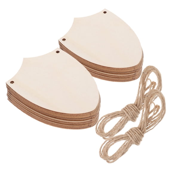 Raindrops 20pcs Unfinished Wooden Shield Cutouts Wooden Knight Cutout Wood Hanging Decor Diy Wooden Shapes Cutouts Wooden Pendant Shield Wood Cutouts