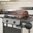 thumbnail image 3 of Portable Propane BBQ Grill with 2 Side Tables, Wheels, Lid Thermometer and Storage, Black, 3 of 8
