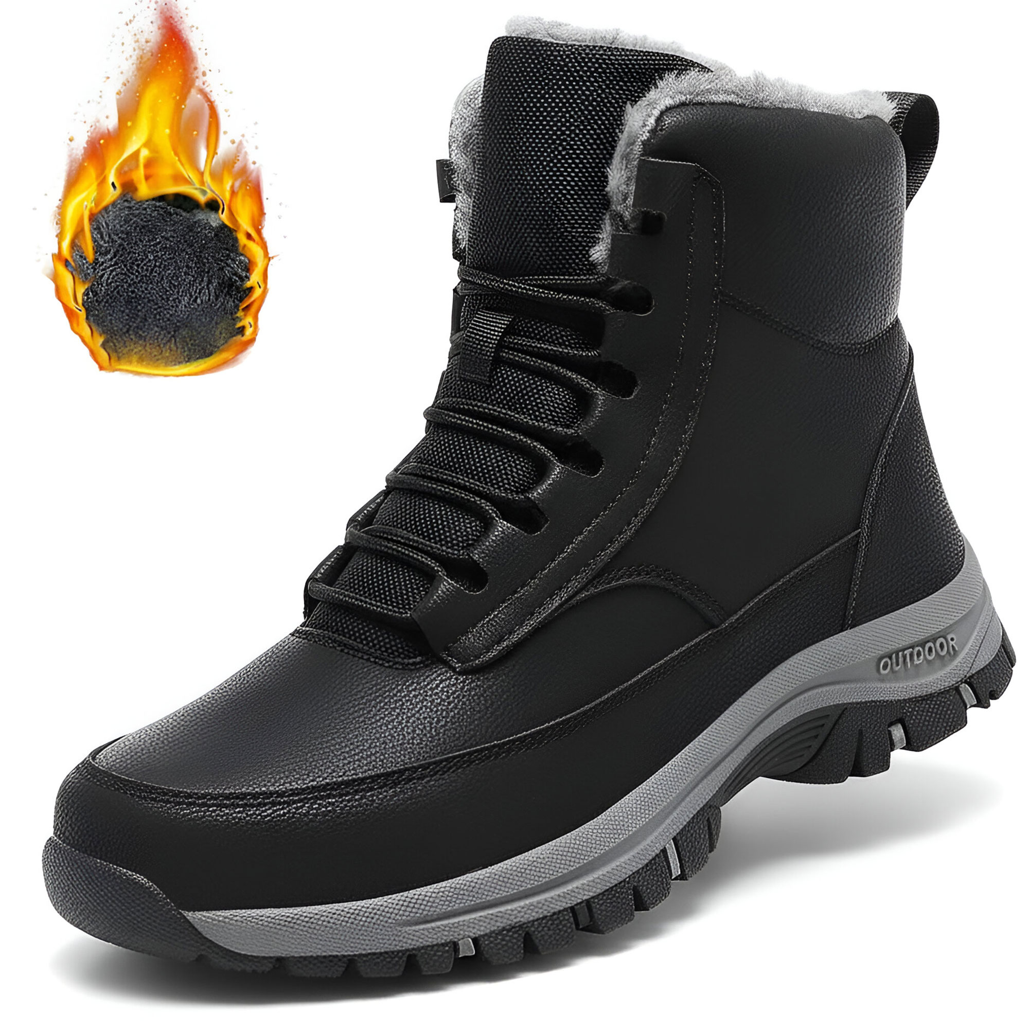 Ecetana Men's Winter Snow Boot, Black photo 1