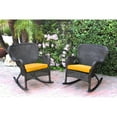 thumbnail image 2 of Jeco Set of 2 Windsor Espresso Resin Wicker Rocker Chair with Cushions Ivory, 2 of 5