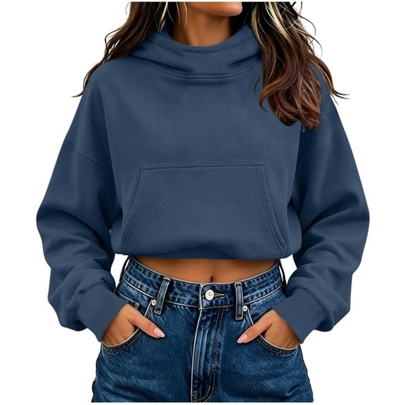 Hurxie Women's Cropped Hoodie Pullover Drop Shoulder Lightweight Loose Casual Crop Hoodies