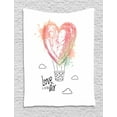 thumbnail image 1 of Saying Tapestry, Valentines Day Design Splashed Heart Air Balloon and Love is in the Air Phrase, Wall Hanging for Bedroom Living Room Dorm Decor, 40W X 60L Inches, Multicolor, by Ambesonne, 1 of 2