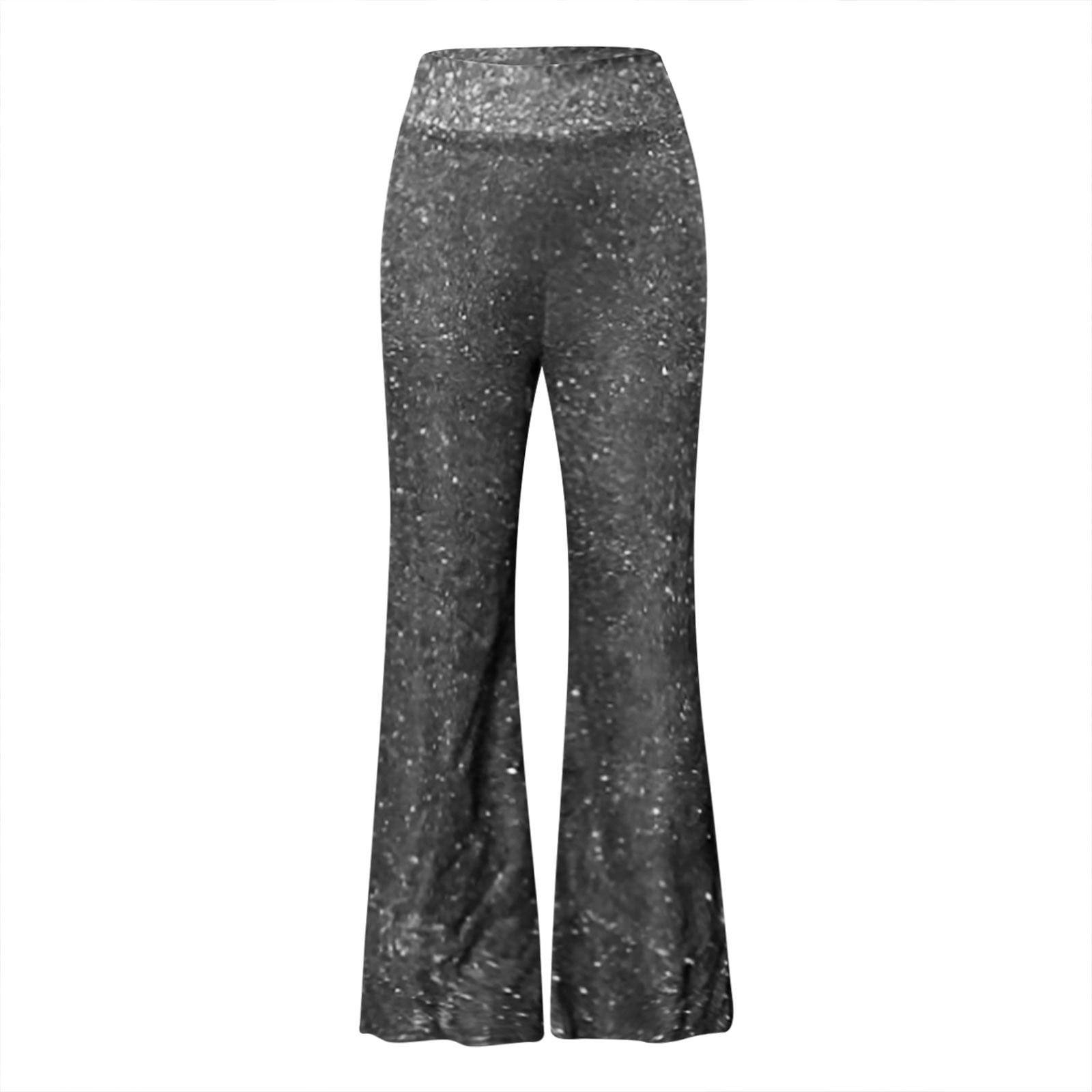 Luxalzxs Sequin Pants for Women High Waist Wide Leg Sparkle