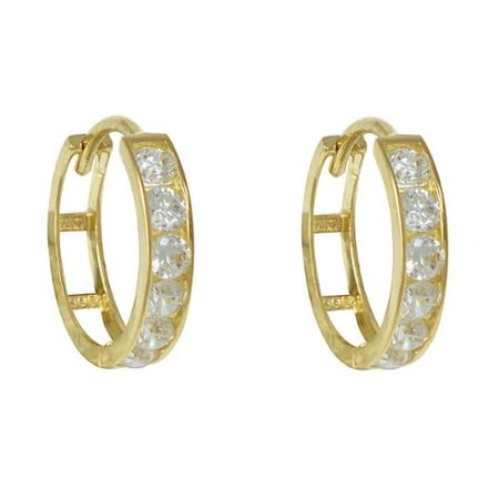 Stanley Creations Inc 10k Yellow Gold Channe Set Cubic Zirconia Stanley Creations Inc 10k Yellow Gold Channe Set Cubic Zirconia Hoop Earrings