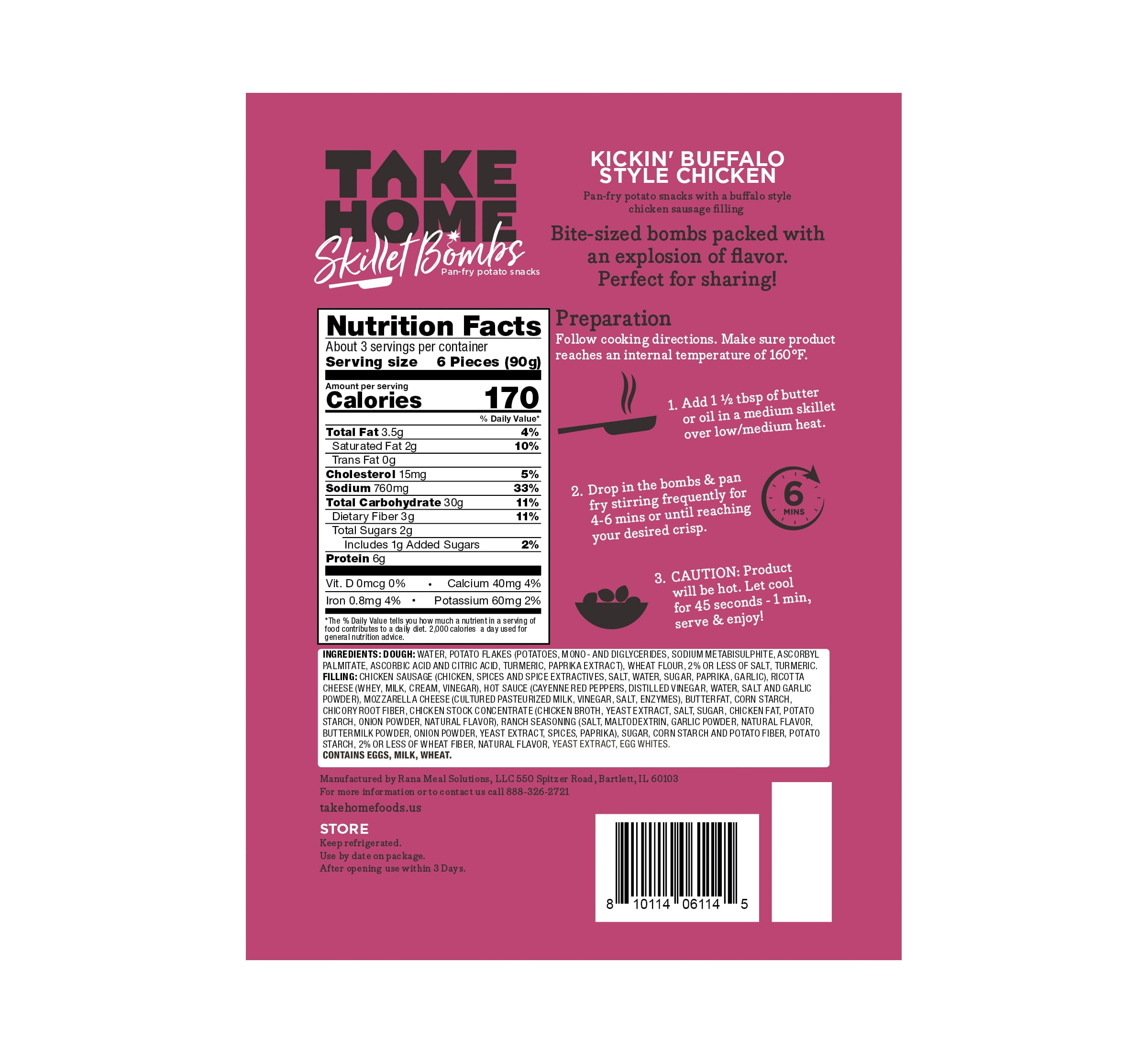 Take Home Skillet Bombs Pan Fry Potato Snacks with Buffalo Chicken Flavor, 10oz