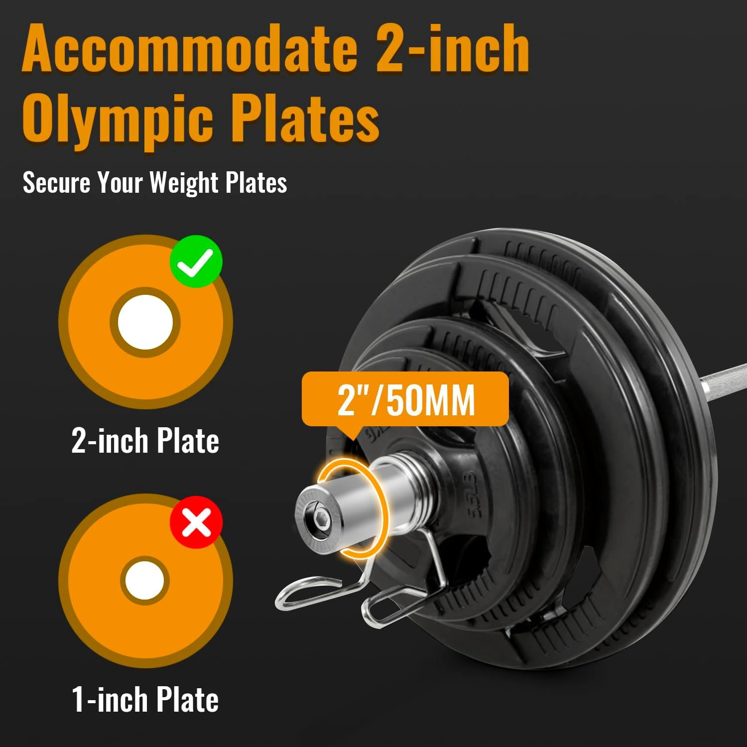 Dkelincs 7ft Olympic Barbell Bar Solid Chrome Weightlifting Barbell with 2 Spring Collars, 700 lbs Capacity