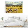 thumbnail image 4 of Creowell  Highland Milk Cow Tapestry Sketch Mountain and Animals Wall Hanging Art Western Farm Animals Wall Blanket for Kids Girls Boys Adult Room Decor Rustic Farmhouse Hangings 60x40 Inch 60x40in, 4 of 7