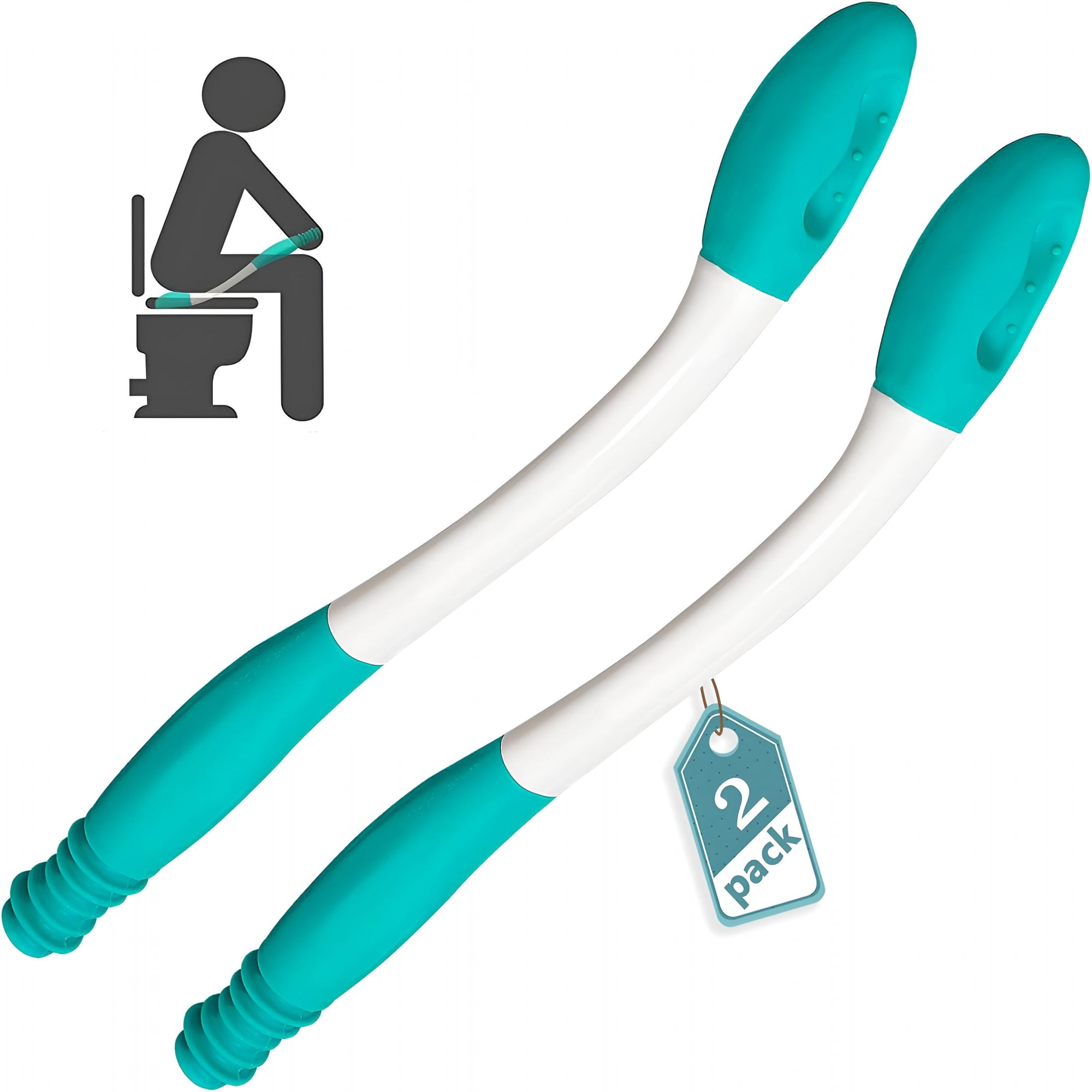 XIRQI Toilet Aids for Wiping Bottom-15.7"Long Reach Comfort Butt Wiper Tools-Wiping Aid Self Assist for Men,Women,Disabled,Elderly,Pregnant,And Back Surgery Recovery (2 Pack)