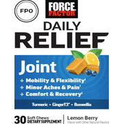 Daily Relief Joint Support, Drug-Free Joint Formula with Boswellia, Turmeric, Ginger, Vitamin C and D for Mobility, Flexibility, and Cartilage Health, Tropical Berry, 30 Soft Chews by Force Factor