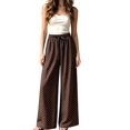 thumbnail image 2 of Women'S Elastic Waist Drawstring Polka Dot Print Casual Wide Leg Long Pants Dark Brown M, 2 of 8