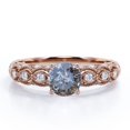 thumbnail image 1 of JeenMata Anillo de Compromiso de Inspiración Victoriana con Diamante Natural de Sal y Pimienta de Corte Redondo de 1,10 Quilates Tallado a Mano en Oro Rosa de 18 K sobre Plata, 1 of 5