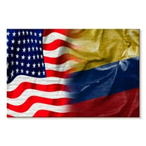 Elephant Stock Usa And Colombia Flags Wall Art - Horizontal Canvas Wall Art - Living Room Wall Decor - Flags Canvas - Red And Blue Decor - 45" x 30"