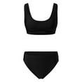 thumbnail image 5 of Xmyrz Swimsuit Women Bathing Suits Two Piece Scoop Neck Solid Recreation Brief Crop High Waist Bottoms Swimwear Young Adult Swimsuits, 5 of 7