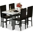 thumbnail image 4 of Baxluxe Modern Dining Table 5 Piece Set, Faux Marble Dining Table and PU Leather Dining Chairs for Breakfast Corner, Kitchen, Dining Room, 4 of 14