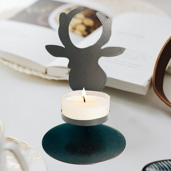 Candelabros Navideños con Forma de Ciervo, Árbol de Navidad, Copo de Nieve, Estrella, Modelado, Pequeños Candelabros de Hierro, Decoración de Mesa para Fiestas Navideñas, Regalos para El Hogar