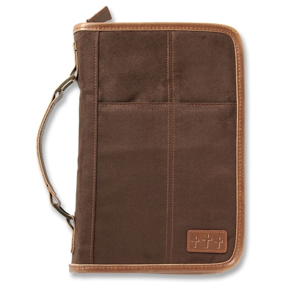 Aviator Bible Cover for Men, Zippered, with Handle, Suede, Brown, Extra Large, (Hardcover)