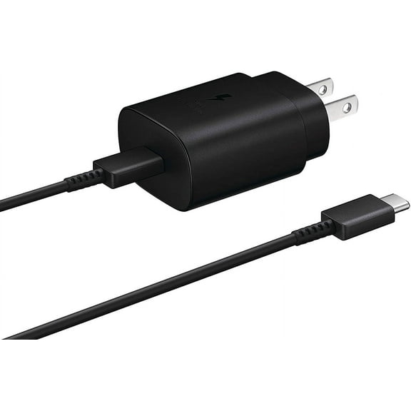 25W USB-C to USB-C Cable Super Fast Charging Wall Charger for Galaxy S20 - Black