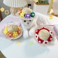 thumbnail image 2 of Pet Sombrero Straw Hat Mini Dog Sun Protection Hat with Flower Adjustable Hawaii Sun Bucket Cap Summer Beach Hat for Small Medium Dogs Cats, 2 of 8