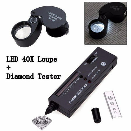 Jeweler Set Gemstone Diamond Selector II + 40X Glass Eye Loupe Magnifier