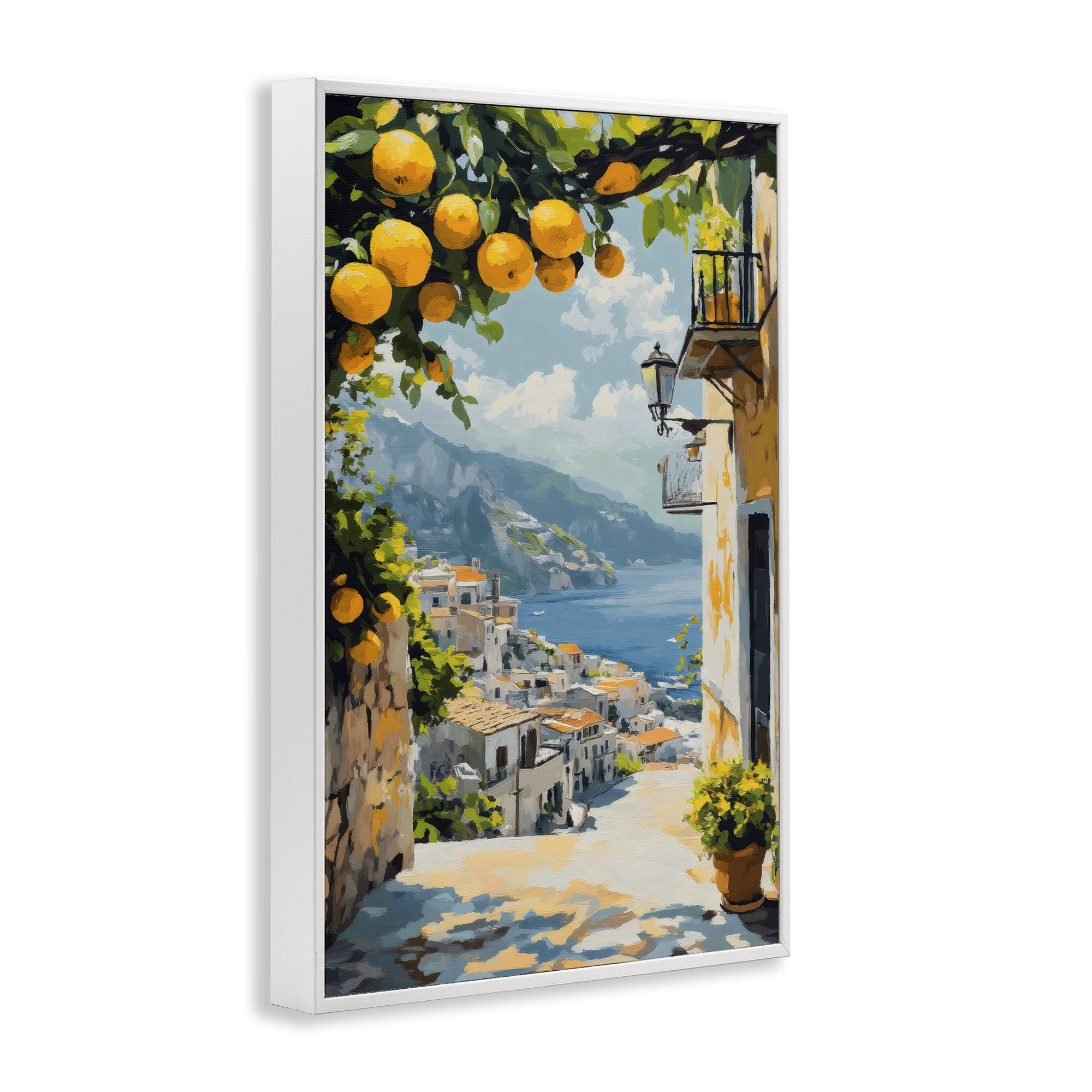 Stupell Industries Lemon Tree Overlooking Coast White Framed Giclee Art, design by Creative Studio