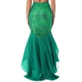 thumbnail image 3 of Sxiwei Women's Sequins Mermaid Costume Halloween Party Cosplay Tail Maxi Skirts with Mesh Panel Green L, 3 of 8