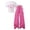j-988Pink167, variant on MEZZALL Kids Girls Casual Outfit O-Neck Short Sleeve Tee With Letter Print And Relaxed Straight Leg Cargo Pants Two Piece Playwear Combo Stylish Children Fashion Clothes Sets